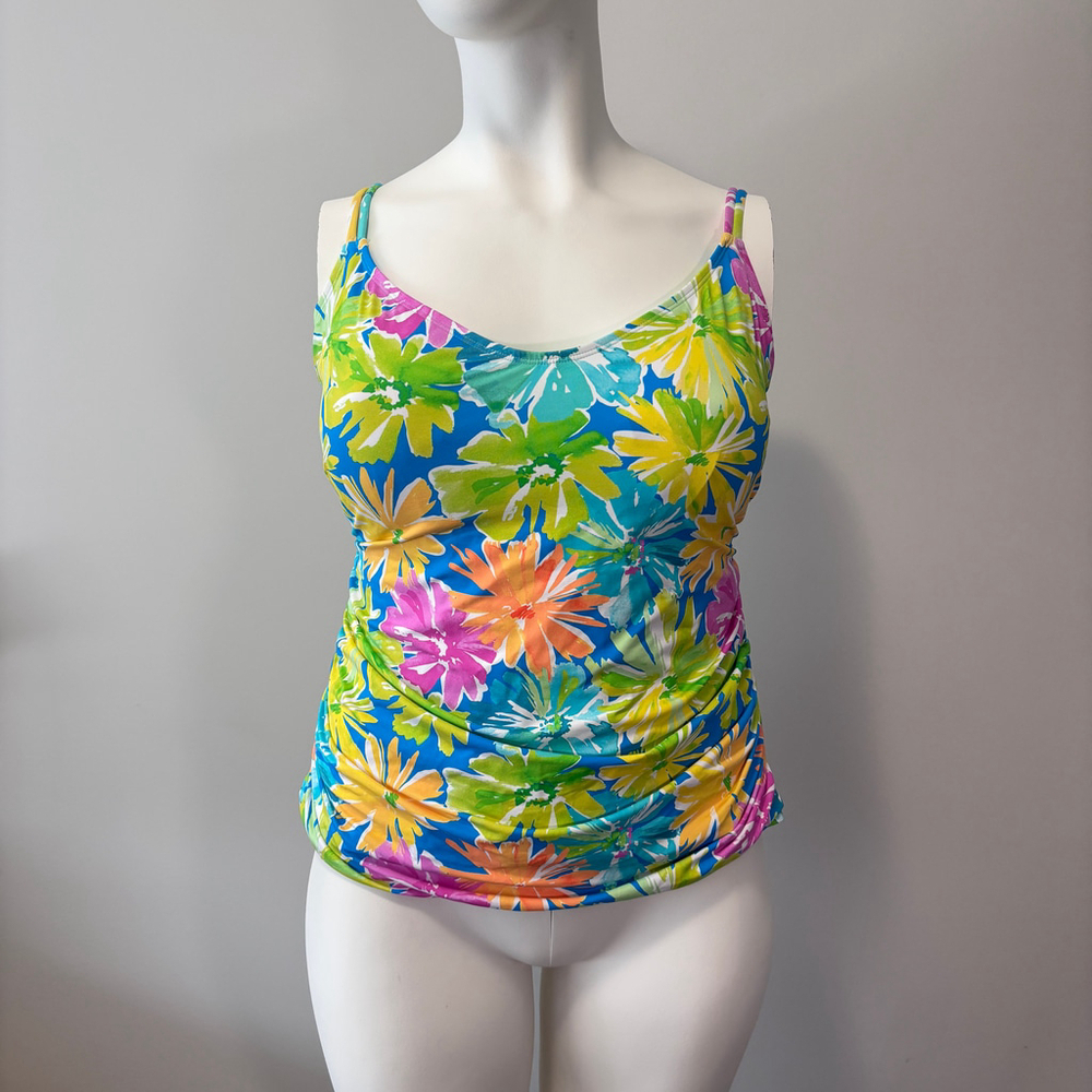 Bleu by Rod Beattie Women's Plus Size 18W Multicolor Scoop-Neck Tankini Top NWT - Picture 3 of 7